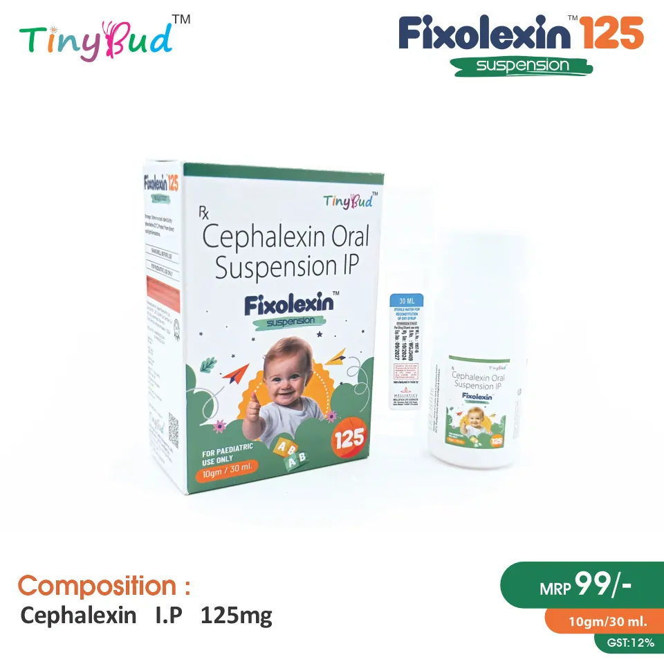 Cephalexin 125mg/5ml Dry Syrup at Best Price in PCD Pharma Franchise for Antibiotic and Bacterial Infections, Pediatric Use.